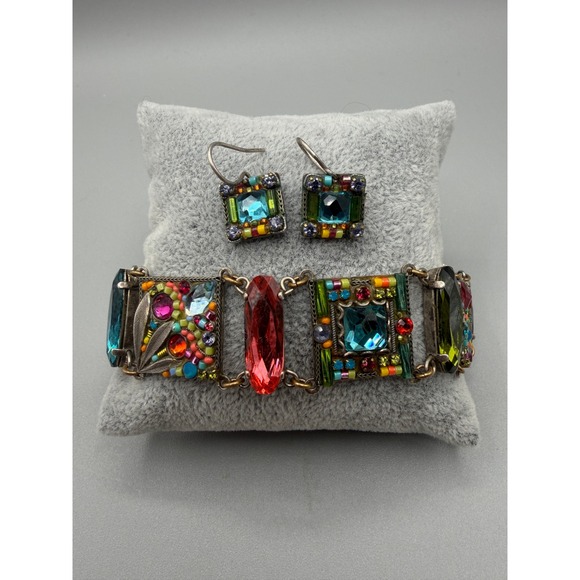Jewelry - Firefly Luxe Collection Multicolor Crystal Mosaic Bracelet & Earrings Set #1088